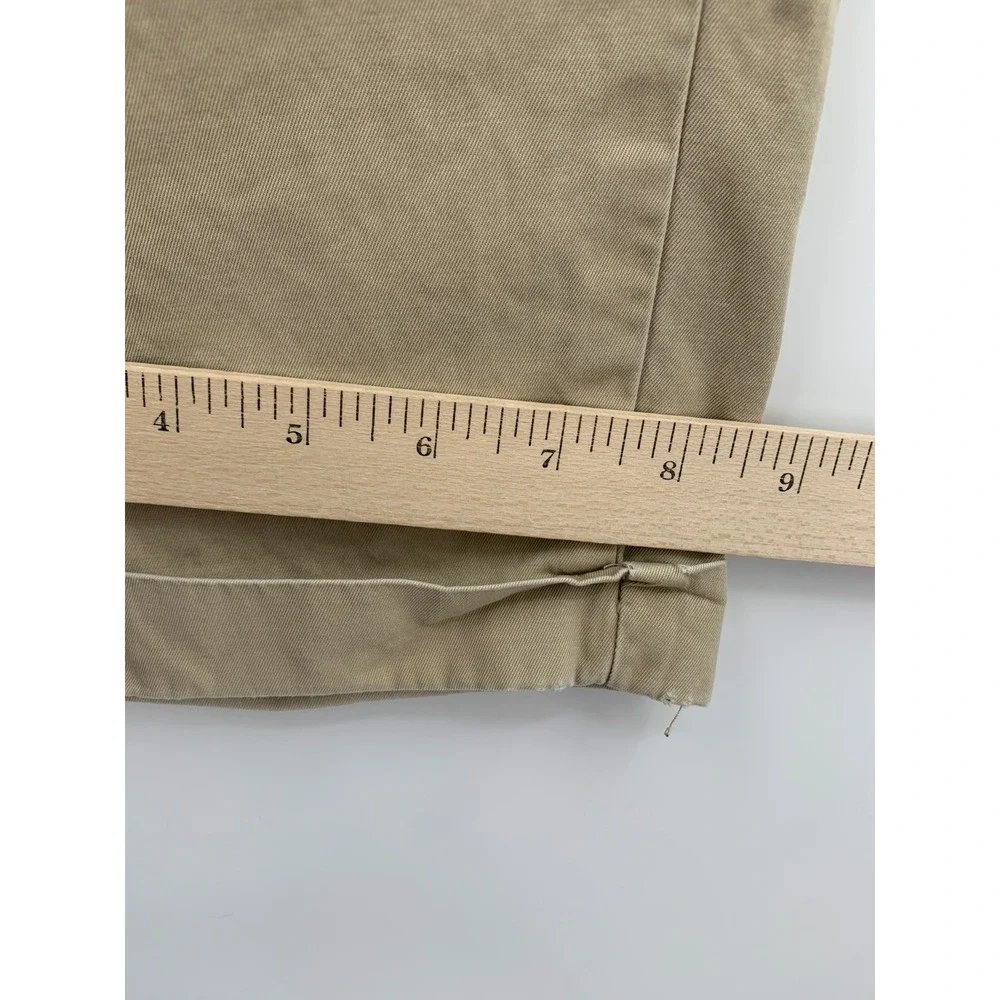 Vintage Polo Ralph Lauren Pants Mens 34x32 Tan Khaki Pleated Cuffed Cotton